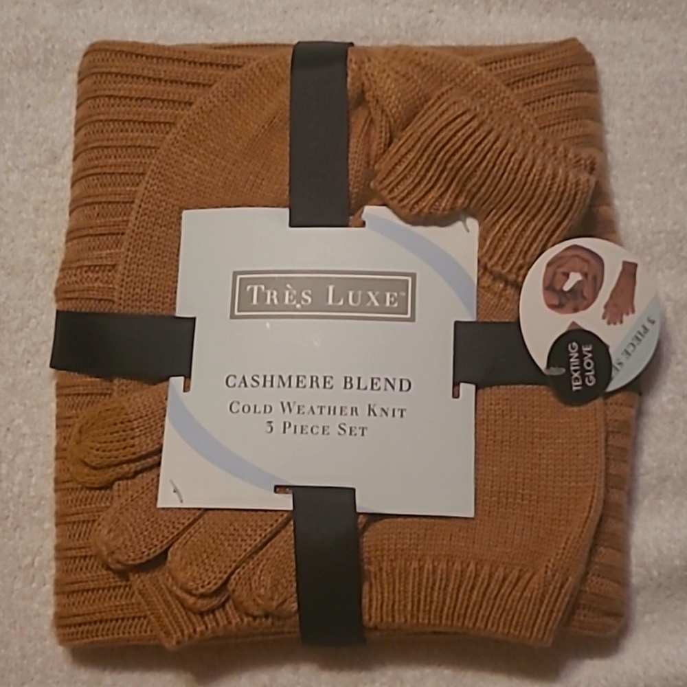 Cashmere blend cold weather knit 3 piece set